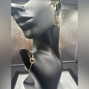 Elegant Gold Hoop Earrings with Heart Large Hoops.